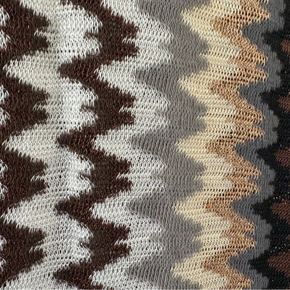 Missoni Zigzag Patterned Scarf - Brown, Cream, Gold & Black